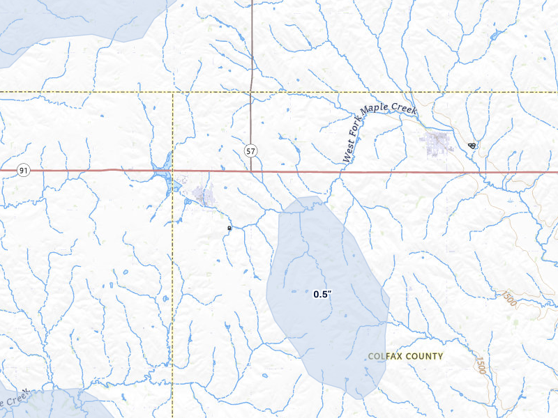 NEXRAD radar-signature map of the hail storm over Clarkson, NE on Mar 5, 2026