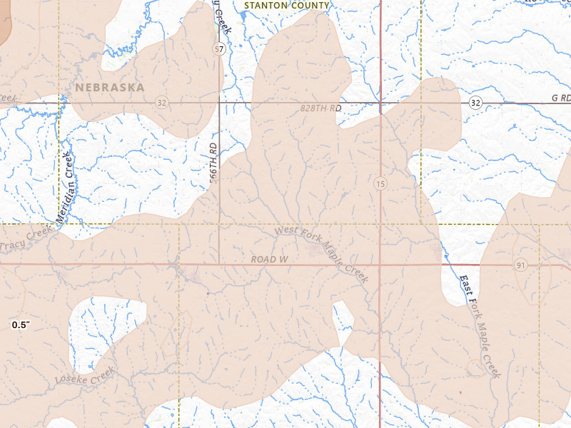 Radar-estimated hail-size map of the storm over Clarkson, NE on Aug 12, 2026