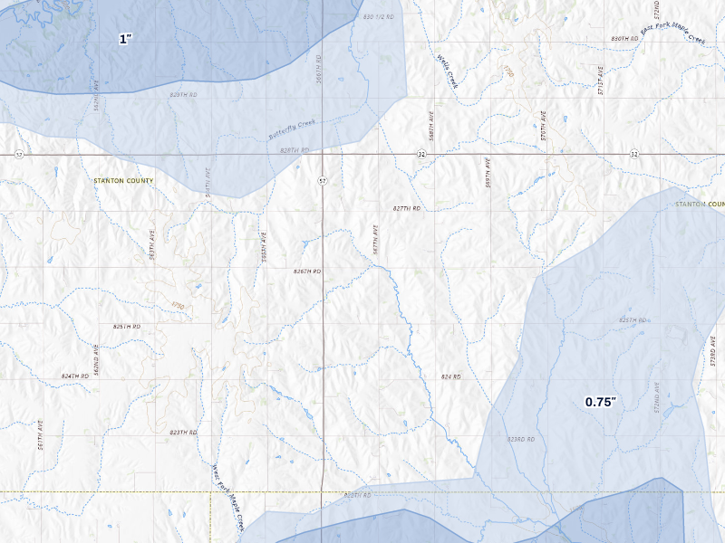 NEXRAD radar-signature map of the hail storm over Clarkson, NE on Aug 12, 2026