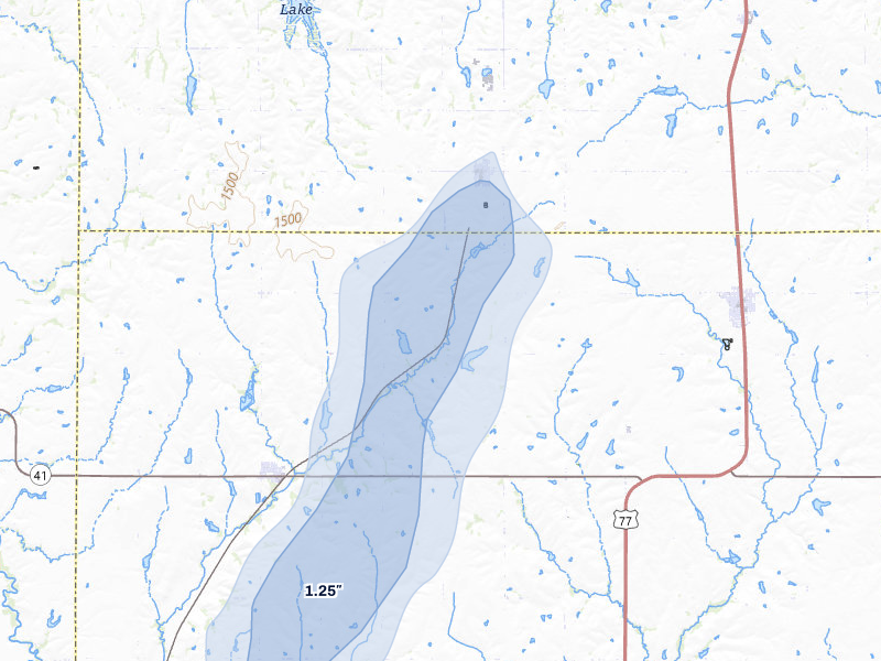 NEXRAD radar-signature map of the hail storm over Clatonia, NE on Mar 6, 2026