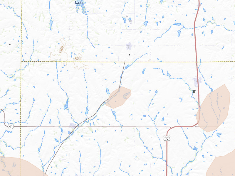 Radar-estimated hail-size map of the storm over Clatonia, NE on Apr 25, 2026