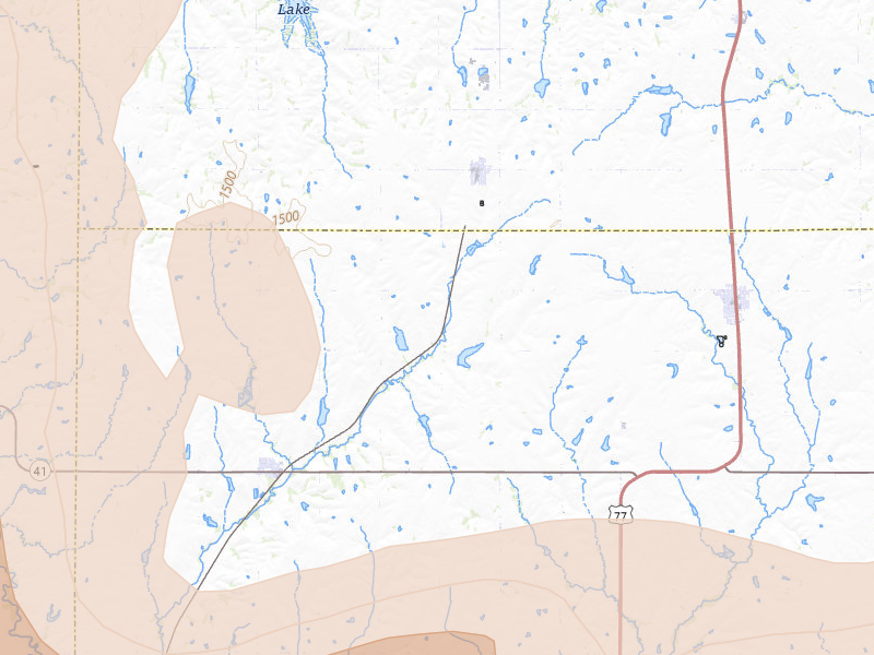 Radar-estimated hail-size map of the storm over Clatonia, NE on May 16, 2026