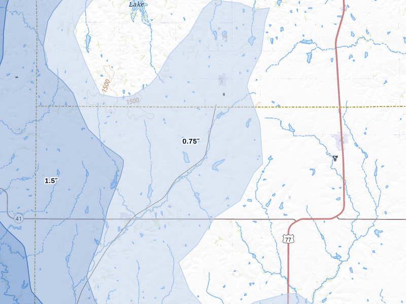NEXRAD radar-signature map of the hail storm over Clatonia, NE on May 16, 2026
