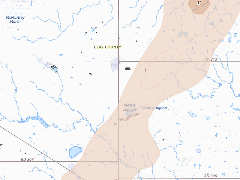 Radar-estimated hail-size map of the storm over Clay Center, NE on May 17, 2026