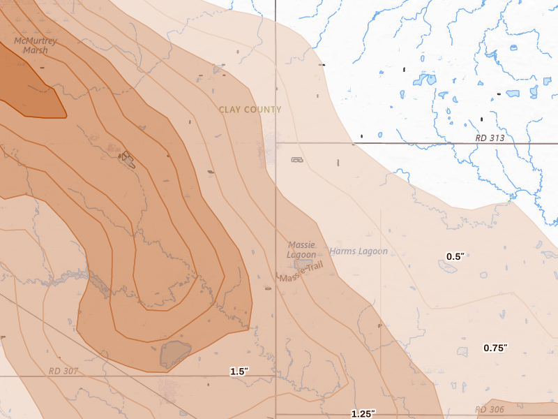 Radar-estimated hail-size map of the storm over Clay Center, NE