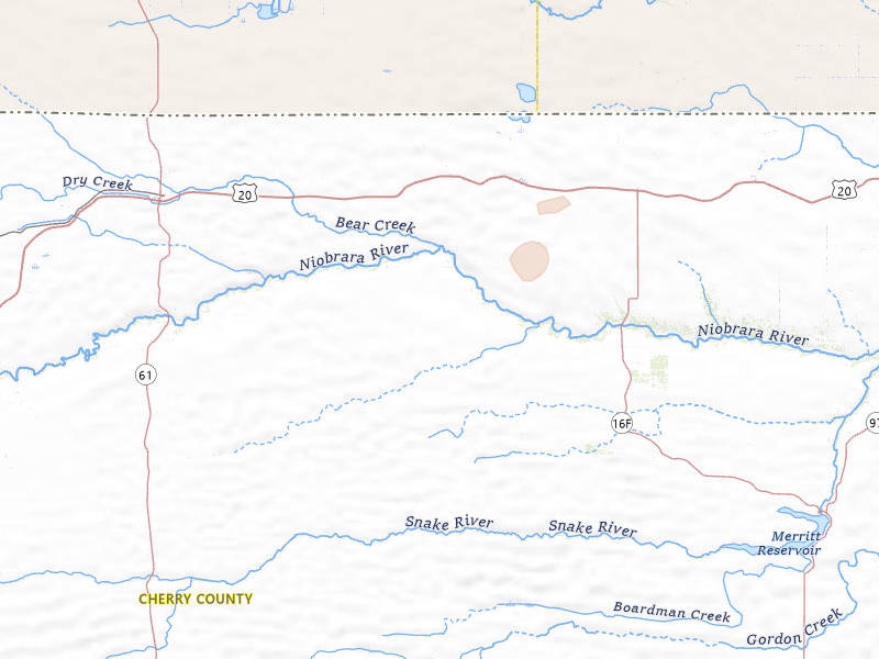 Radar-estimated hail-size map of the storm over Cody, NE on May 17, 2026