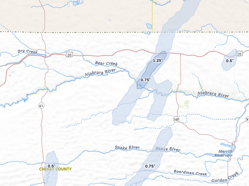 NEXRAD radar-signature map of the hail storm over Cody, NE on May 17, 2026