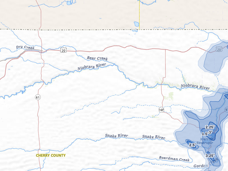 NEXRAD radar-signature map of the hail storm over Cody, NE on Jul 30, 2026