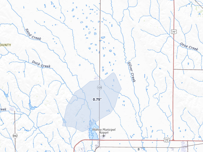 NEXRAD radar-signature map of the hail storm over Colon, NE on May 16, 2026
