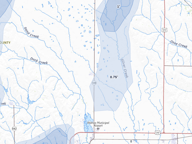 NEXRAD radar-signature map of the hail storm over Colon, NE on May 18, 2026