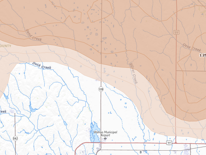 Radar-estimated hail-size map of the storm over Colon, NE on Jun 13, 2026