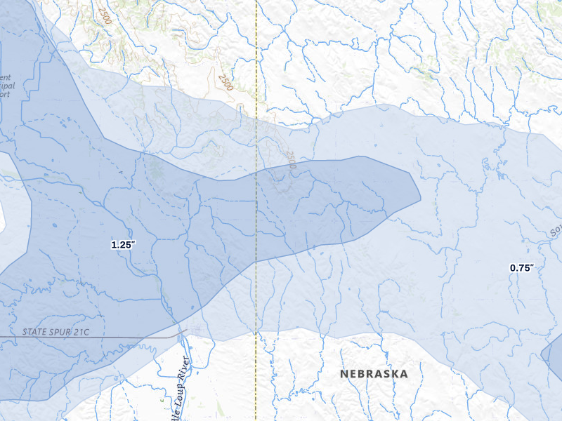NEXRAD radar-signature map of the hail storm over Comstock, NE on Aug 8, 2026
