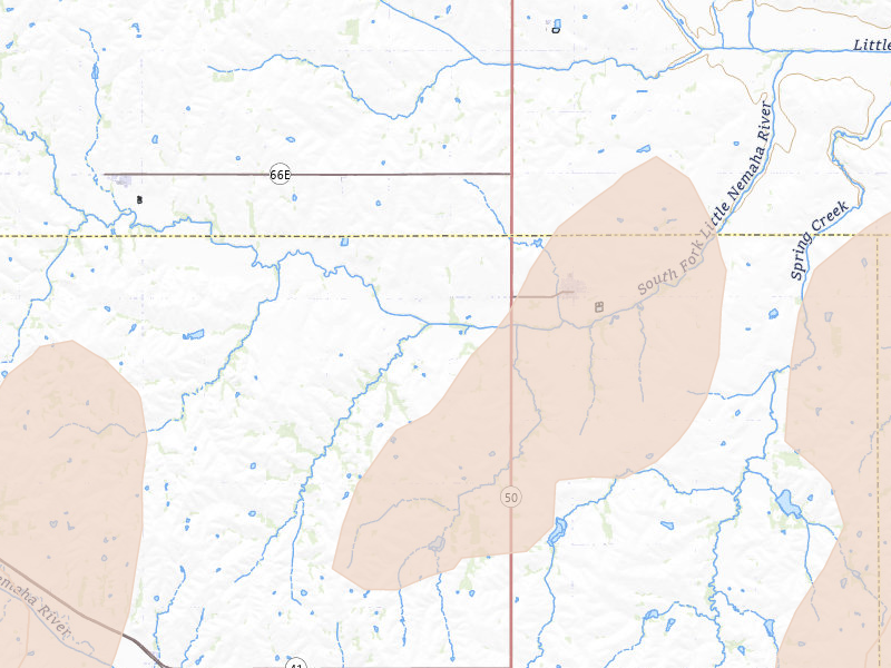 Radar-estimated hail-size map of the storm over Cook, NE on May 16, 2026