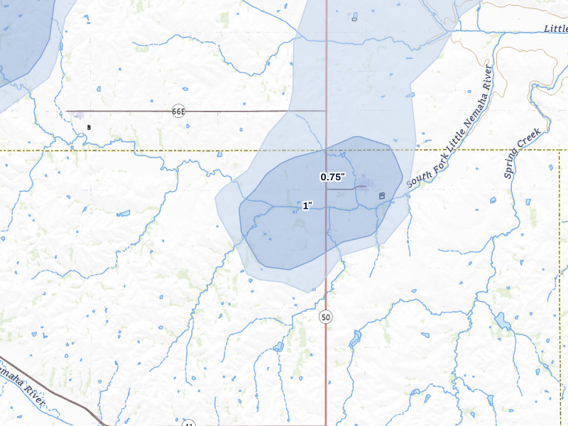 NEXRAD radar-signature map of the hail storm over Cook, NE on May 17, 2026