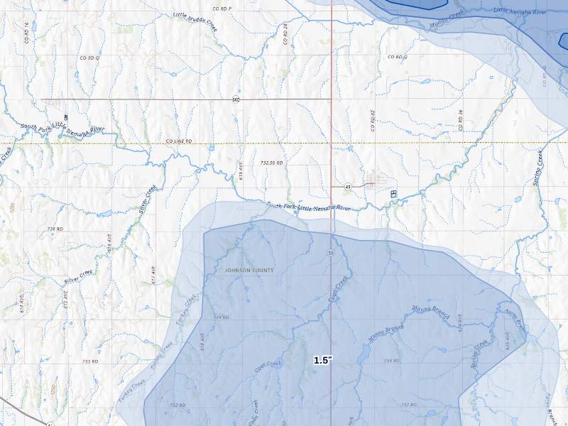 NEXRAD radar-signature map of the hail storm over Cook, NE on Aug 19, 2026