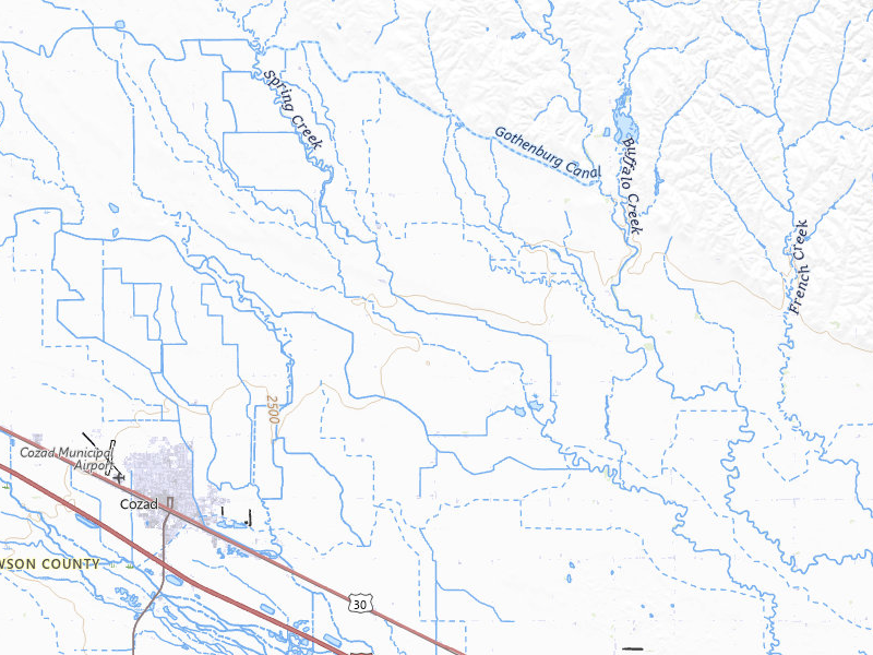 Radar-estimated hail-size map of the storm over Cozad, NE on Jun 10, 2026