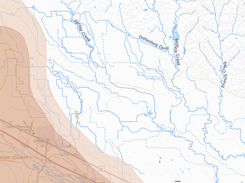 Radar-estimated hail-size map of the storm over Cozad, NE on Jun 24, 2026