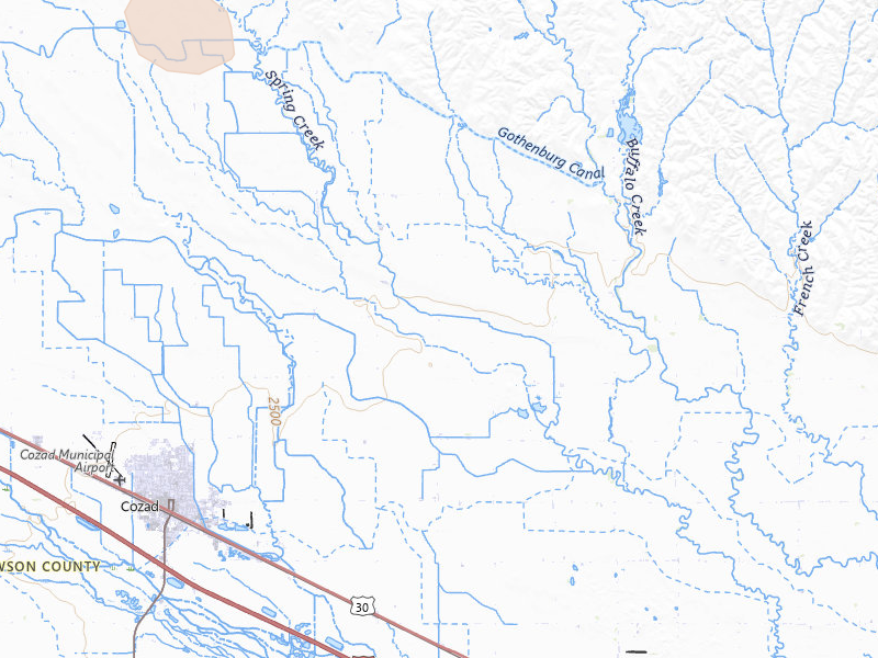 Radar-estimated hail-size map of the storm over Cozad, NE on Jul 27, 2026
