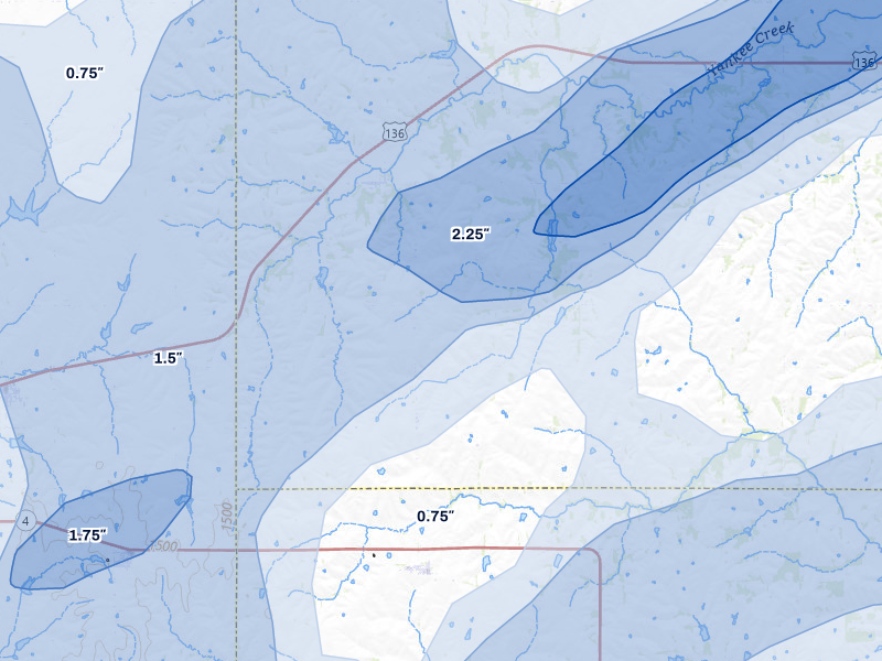 NEXRAD radar-signature map of the hail over Crab Orchard, NE