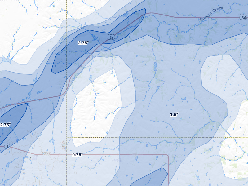 NEXRAD radar-signature map of the hail storm over Crab Orchard, NE on May 18, 2026