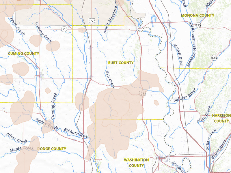 Radar-estimated hail-size map of the storm over Craig, NE on May 17, 2026