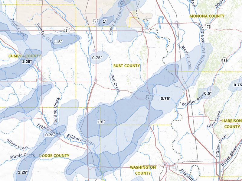 NEXRAD radar-signature map of the hail storm over Craig, NE on May 17, 2026