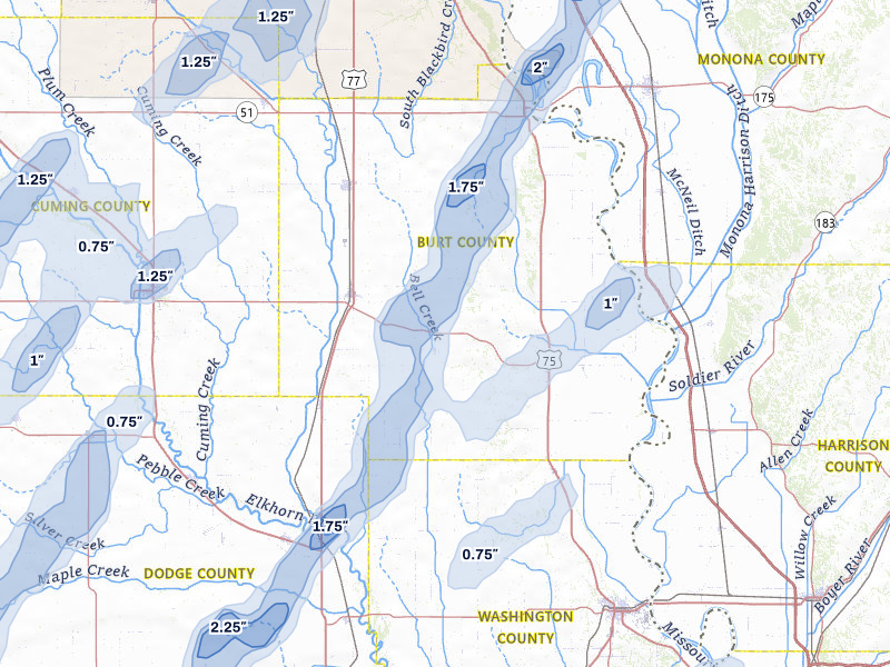 NEXRAD radar-signature map of the hail storm over Craig, NE on May 18, 2026