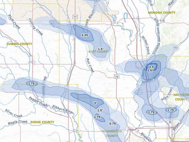 NEXRAD radar-signature map of the hail storm over Craig, NE on May 31, 2026