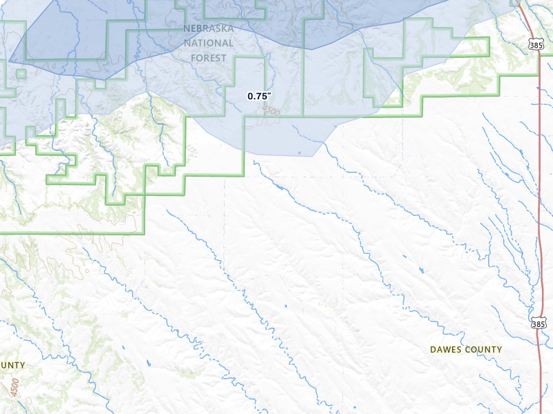 NEXRAD radar-signature map of the hail storm over Crawford, NE on Jun 26, 2026