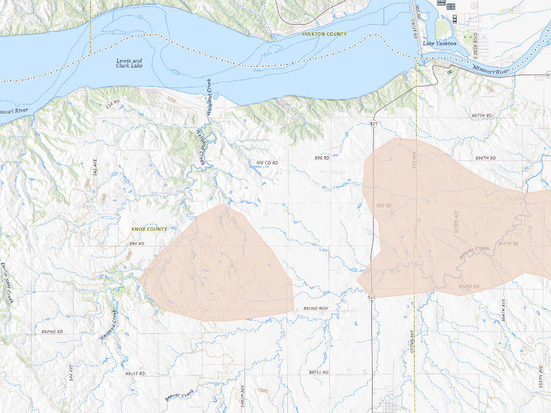 Radar-estimated hail-size map of the storm over Crofton, NE on Sep 11, 2026