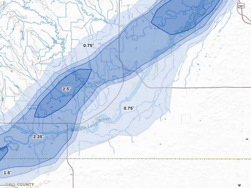 NEXRAD radar-signature map of the hail storm over Dannebrog, NE on May 17, 2026