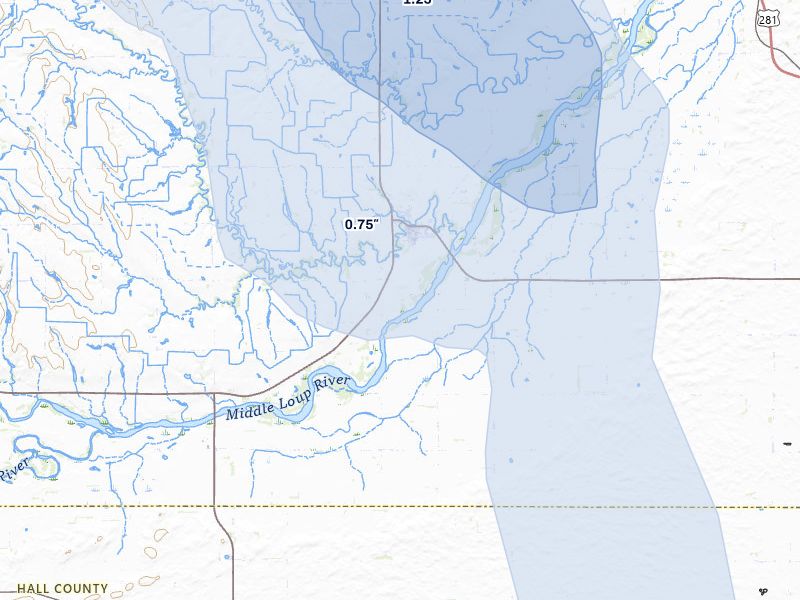 NEXRAD radar-signature map of the hail storm over Dannebrog, NE on Aug 7, 2026