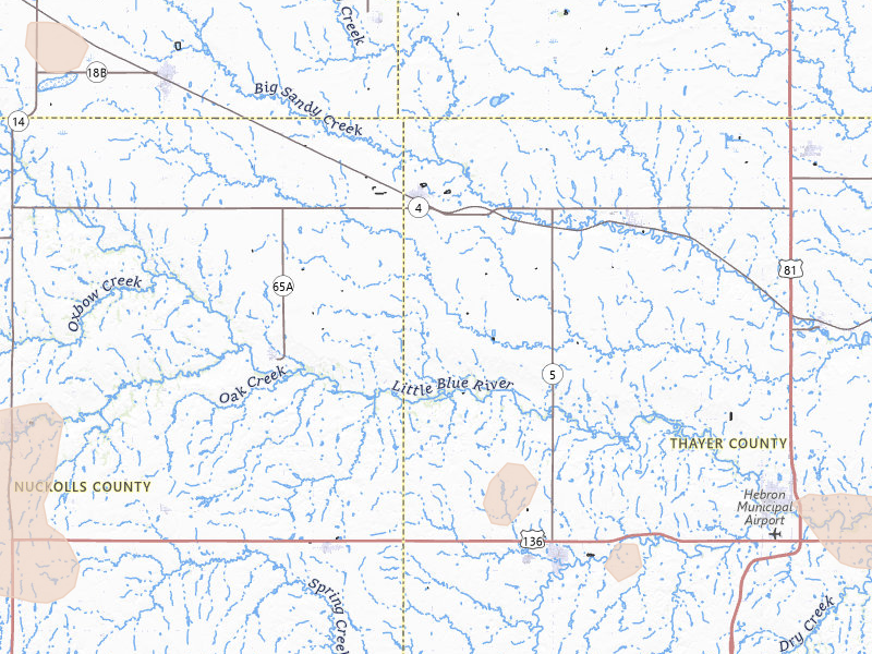 Radar-estimated hail-size map of the storm over Davenport, NE on Jul 8, 2026