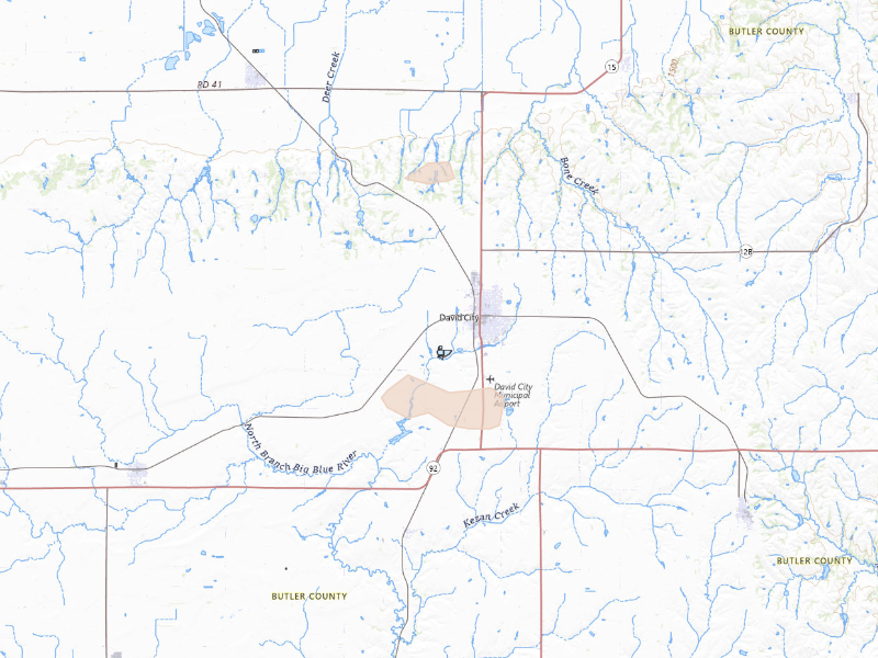Radar-estimated hail-size map of the storm over David City, NE on Sep 11, 2026