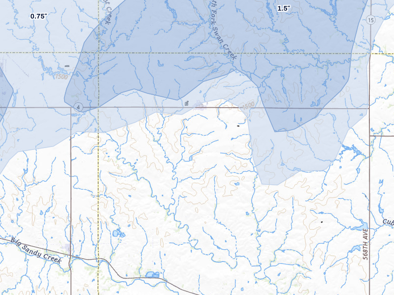 NEXRAD radar-signature map of the hail storm over Daykin, NE on May 17, 2026