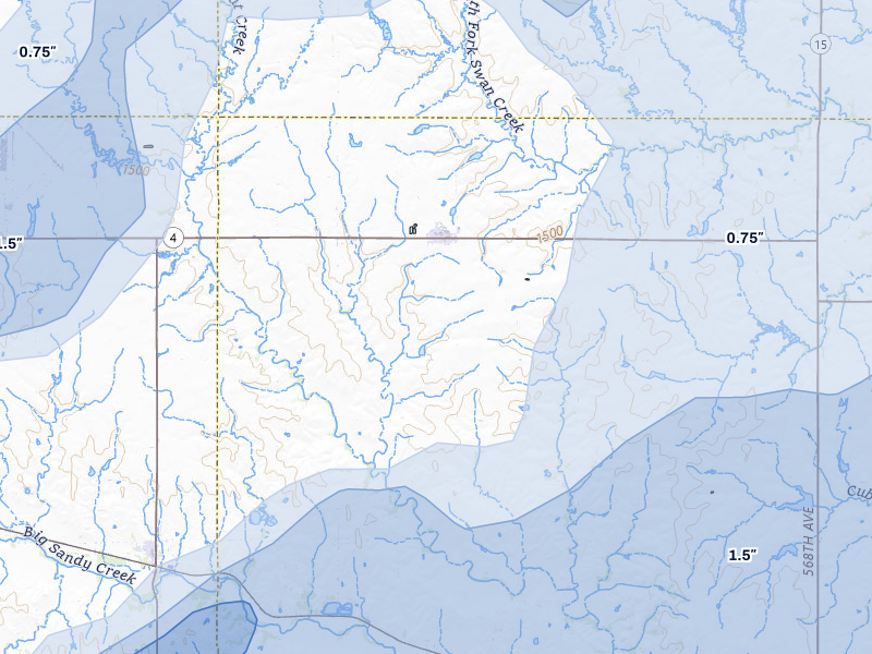 NEXRAD radar-signature map of the hail storm over Daykin, NE on May 18, 2026