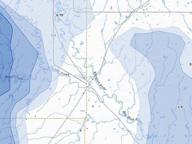 NEXRAD radar-signature map of the hail storm over De Witt, NE on Jun 5, 2026