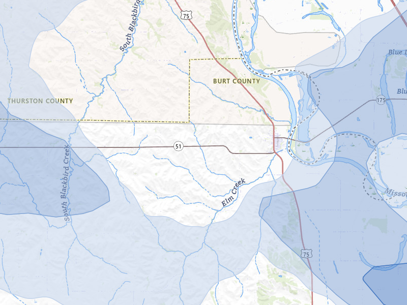 NEXRAD radar-signature map of the hail storm over Decatur, NE on Jul 8, 2026