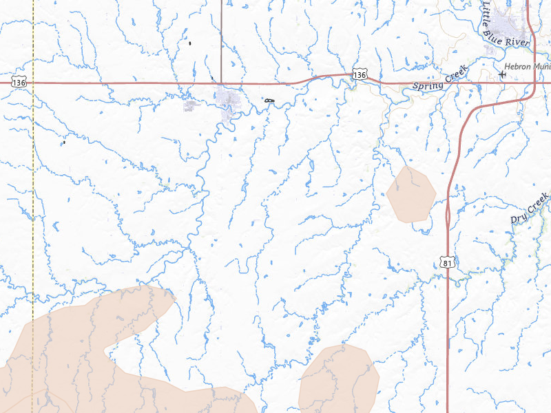 Radar-estimated hail-size map of the storm over Deshler, NE on Apr 9, 2026