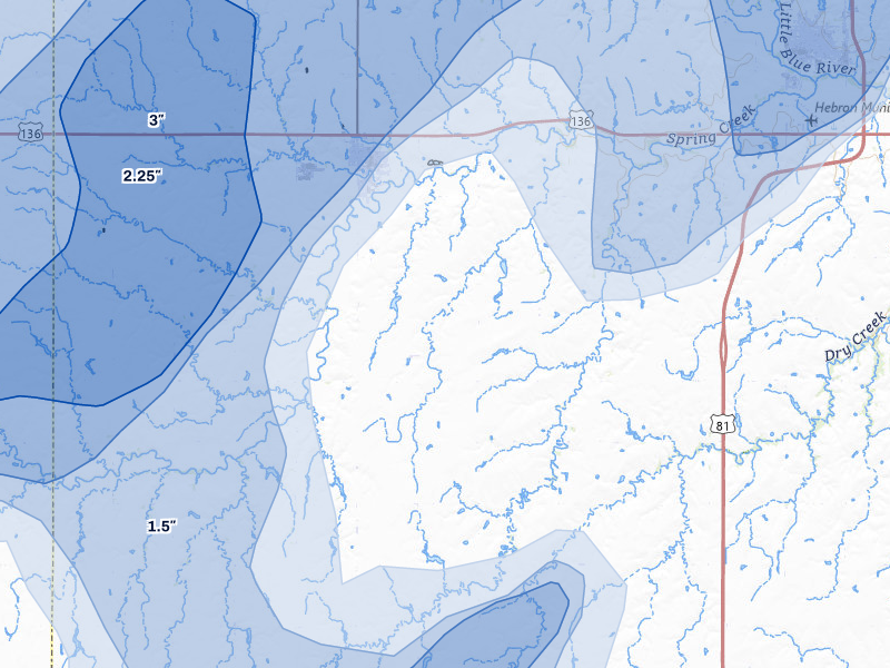 NEXRAD radar-signature map of the hail storm over Deshler, NE on May 17, 2026
