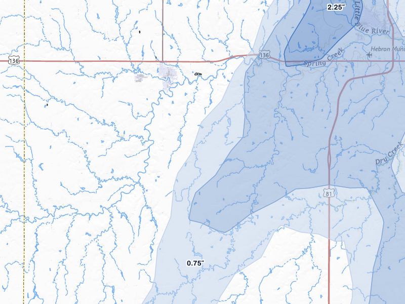 NEXRAD radar-signature map of the hail storm over Deshler, NE on May 18, 2026