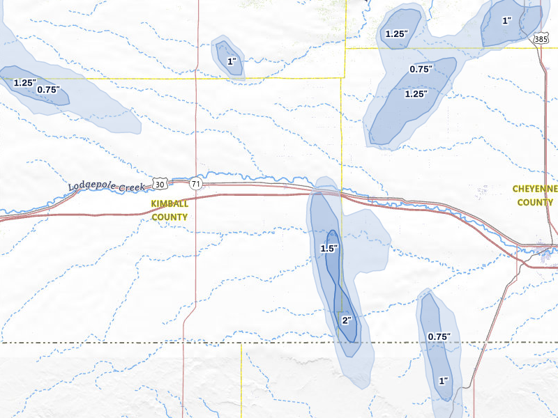 NEXRAD radar-signature map of the hail storm over Dix, NE on May 29, 2026