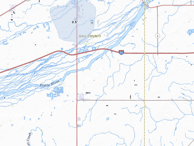 NEXRAD radar-signature map of the hail over Doniphan, NE