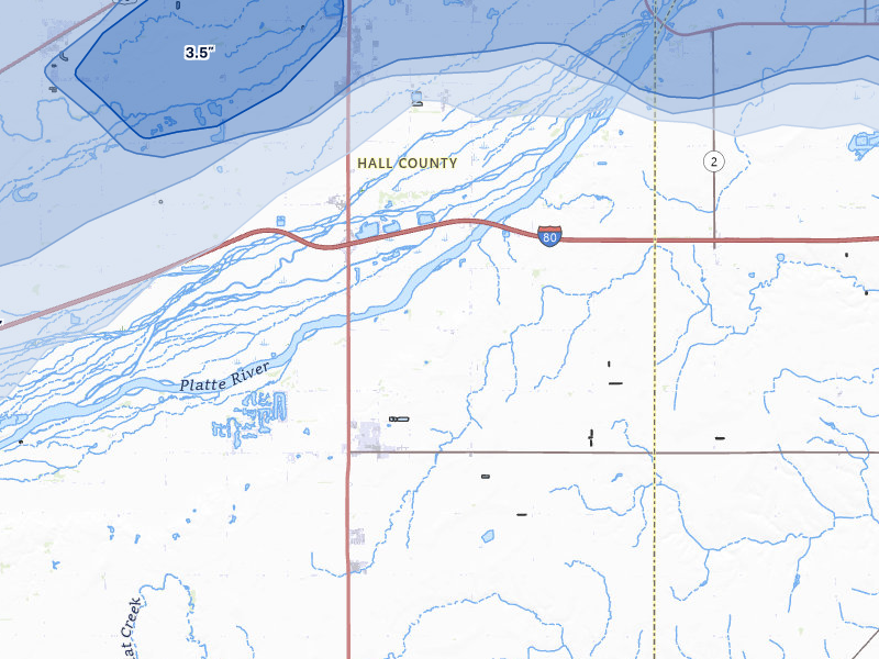 NEXRAD radar-signature map of the hail storm over Doniphan, NE on May 16, 2026