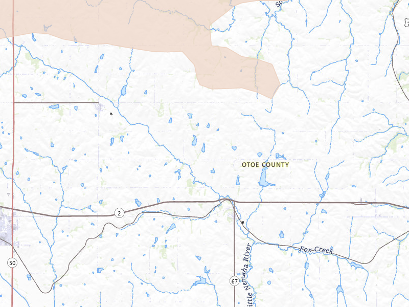 Radar-estimated hail-size map of the storm over Dunbar, NE on Jul 27, 2026