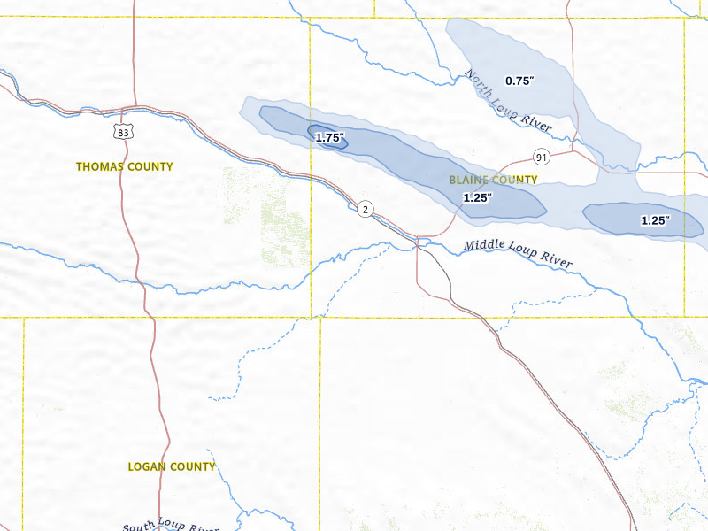 NEXRAD radar-signature map of the hail storm over Dunning, NE on Aug 10, 2026