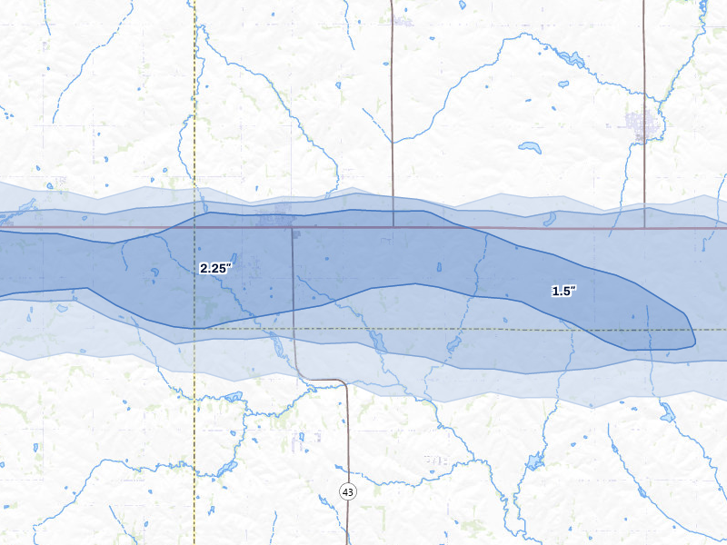 NEXRAD radar-signature map of the hail storm over Eagle, NE on Jul 27, 2026