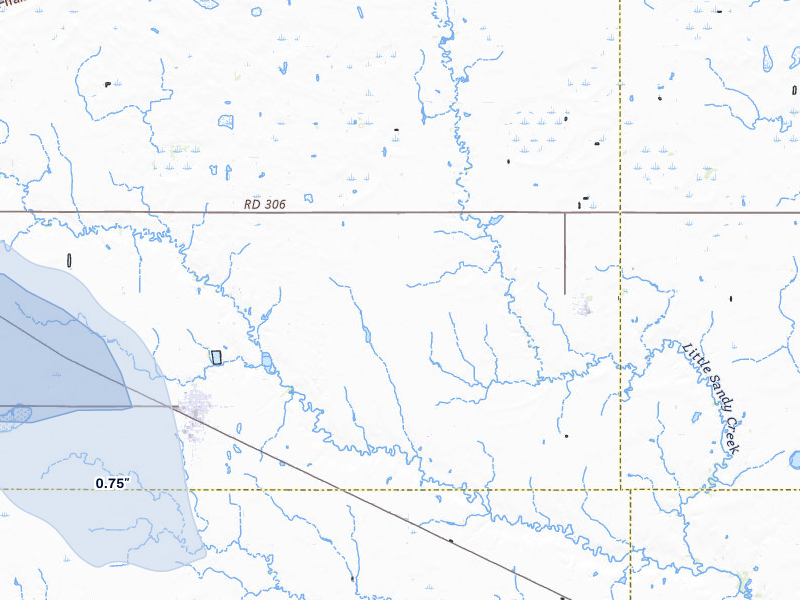 NEXRAD radar-signature map of the hail storm over Edgar, NE on Jul 8, 2026