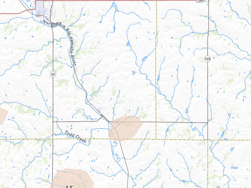 Radar-estimated hail-size map of the storm over Elk Creek, NE on Mar 5, 2026