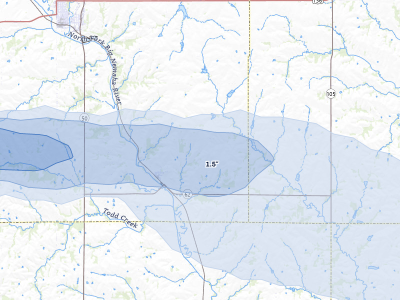 NEXRAD radar-signature map of the hail storm over Elk Creek, NE on Aug 9, 2026